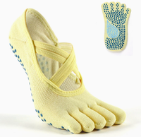 Chaussettes de yoga pour femmes, design croisé, 5 orteils, professionnelles, respirantes, en coton, antidérapantes, pour femmes