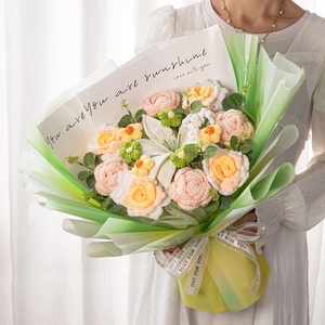 Rose Lily Knitted Bouquet Hand-woven Graduation Season Eternal Flower <b>Gift</b> for Girlfriend Best Friend Cross-border Foreign Trade - Product Image 5