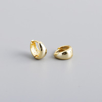 Anting-anting minimalis wanita, perhiasan anting-anting bulat minimalis polos chunky ukuran banyak perak Sterling 925 untuk perempuan