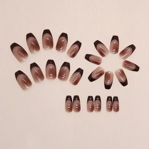 Autocollants pour <span class=keywords><strong>ongles</strong></span> en ABS écologique, de luxe, rouge profond, dégradé français, pour manucure longue, forme ballerine et carrée, brillants, vente en gros d'usine - Product Image 2
