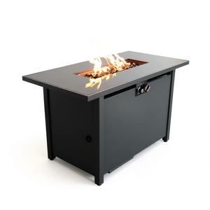 Mesa de Fogata Moderna de Acero para Exteriores Db, 25 H x 42 W, Rectangular, de Gas Propano, Decoración de Jardín - Product Image 1