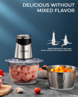 Robot culinaire électrique professionnel avec 2 bols et moteur puissant en cuivre de 300W pour aliments pour bébés, viande, noix