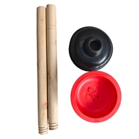Vente directe usine en gros – Déboucheur WC manuel écologique, flexible, mini, durable en TPR+bois, noir/rouge, modèle 8359