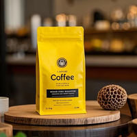 Sachet de café mat à huit soudures latérales avec valve de dégazage unidirectionnelle, pochette à fond plat refermable à fermeture éclair personnalisée pour le café