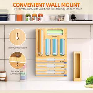 Kitchen Multi-Functional Storage Organizer Bamboo Foil and <b>Plastic</b> <b>Wrap</b> Organizer Ziplock Bag Storage Organizer - Product Image 3
