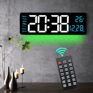 Horloge numérique intelligente avec écran miroir, lumière d'ambiance, petite taille de bureau, format grand écran, lumière LED lumineuse, décoration de la maison, éducation - Product Image 5