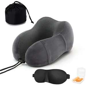Hot Sale New Design Set Eye Mask Neck Rest Cushion 3 In1 U Shape Memory Foam Travel Neck Pillow For Travel