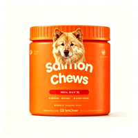 Friandises personnalisées OEM pour animaux de compagnie au saumon, riches en Oméga 3 EPA DHA, pour une peau saine, un pelage brillant et une fonction cardiaque optimale chez les chiens de petite, moyenne et grande taille.