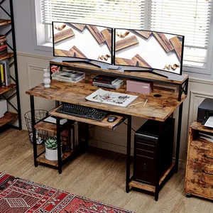 Meja komputer kantor, Modern dengan dudukan Monitor besar desain industri sederhana sudut bulat dan meja kamar tidur rumah