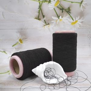 Fil élastique en nylon noir brut filé, teint en anneau, couleur personnalisée, pour tissage et tricot, respectueux de l'environnement, direct usine - Product Image 1