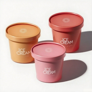 Bán Buôn 4Oz 6Oz 8Oz 10Oz Tùy Chỉnh Dùng Một Lần <span class=keywords><strong>Ice</strong></span> <span class=keywords><strong>Cream</strong></span> Cup Đóng Gói Giấy Bát Kem Bồn Tắm Loạt Với Nắp - Product Image 1
