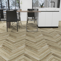 Planche de vinyle antidérapante Couleur gris clair Plancher de chêne à chevrons Plancher de bois Chevron Plancher de SPC à chevrons