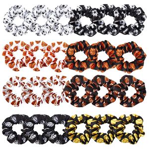 Caliente satén fútbol baloncesto grande Scrunchie Softball Rugby impreso Scrunchies mujeres pelo Scrunchies al por mayor - Product Image 2