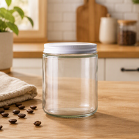 Pot transparent à parois droites de 16 oz, à large ouverture, vide, pour le stockage d'aliments, d'épices, de miel, de cosmétiques
