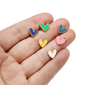 Mini Enamel Heart Charm Pendant |PVD Gold Plated Stainless Steel Love Drop Oil Pendant for DIY Bracelet Necklace Jewelry Making - Product Image 2