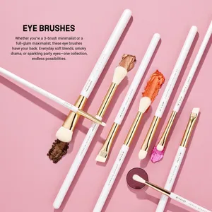 Juego de 15 brochas de maquillaje sintéticas suaves con mango blanco brillante para base, contorno, corrector, sombra de ojos, herramienta cosmética T518 - Product Image 5
