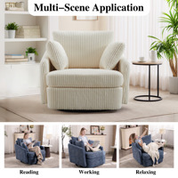 Chaise canapé simple paresseux rotatif à vent crème de luxe moderne Sectionnel en velours côtelé de style italien pour le salon et les loisirs en bois