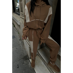 Conjunto Deportivo de Invierno en Terciopelo Marrón y Nailon, Personalizado, con Capucha, Resistente al Viento, Transpirable, Cómodo, Estampado, para Gimnasio, Tallas Grandes - Product Image 4