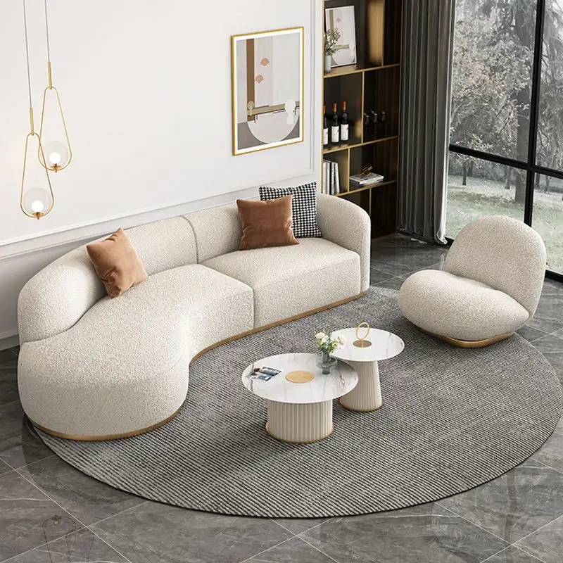 Современный простой диван в комплекте, мебель для гостиной, роскошный софит для салона красоты, приемник, изогнутый диван для гостиной