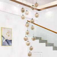 Lustre en verre moderne Boule de verre Lampe suspendue Grande lampe suspendue Villa Escaliers Restaurant Salon Suspension