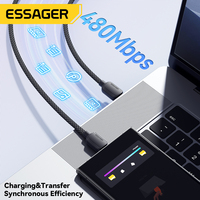 Essager ES-X46, grosir 480Mpbs 100W 1M 2M ponsel Usb 2.0 Tipe C ke C Multi Ctype kabel Data pengisian cepat untuk Laptop