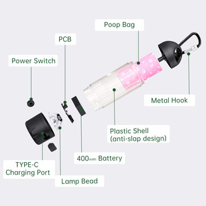 Yeni gelenler IPX6 <span class=keywords><strong>Poop</strong></span> çanta ile su geçirmez şarj edilebilir LED köpek kaka torbası dağıtıcı el feneri LED köpek kaka torbası tutucu - Product Image 2