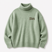 Fabricant de pulls personnalisés avec logo OEM, pull en tricot pour femmes, col roulé brodé, mélange de laine, pull chaud d'hiver, tricot personnalisé