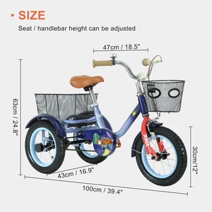 Nuevo Diseño, Triciclo Infantil de 3 Ruedas de 16/18 Pulgadas con Doble Asiento, para Niños de 2 a 4 Años, Unisex - Product Image 2