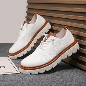 Zapatos Oxford de Plataforma Tejidos en Gris Claro, Zapatos Versátiles para Caminar, Zapatos Diarios para Toda Temporada, Tela Transpirable y Ventilada, Resistentes al Desgaste - Product Image 2