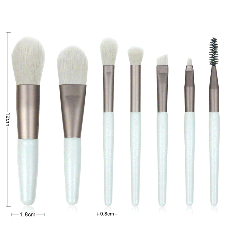 hot sale 8pcs foam natural custom private label red pink blue mini travel angle packaging mini travel portable makeup brush