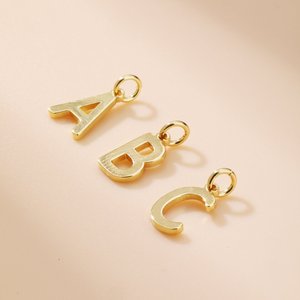 Penjualan Terbaik Shiny kalung inisial jimat liontin perhiasan membuat 18k berlapis emas baja tahan karat Diy huruf gelang pesona - Product Image 3