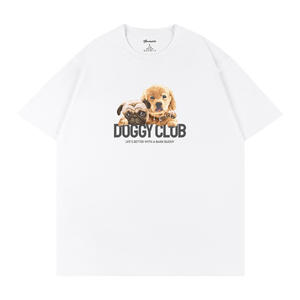 Camiseta con estampado de perro Doggy Club, camiseta informal transpirable 100% algodón unisex Q99 - Product Image 5