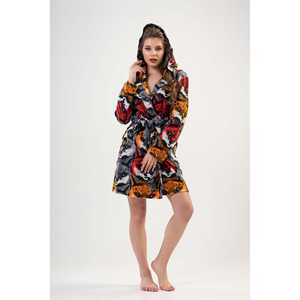 Bata corta con capucha de forro polar para mujer con bolsillos, sudaderas cómodas - Product Image 4