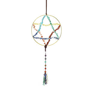 Carillon éolien <span class=keywords><strong>DIY</strong></span> en pierre naturelle craquelée, cristal <span class=keywords><strong>de</strong></span> jade, décoration d'intérieur, ornement suspendu, artisanat en cristal, <span class=keywords><strong>attrape</strong></span>-rêves étoile à cinq branches - Product Image 5