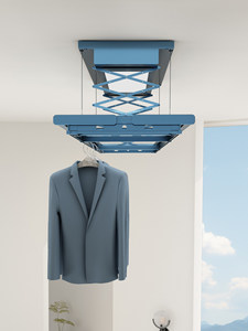 Ultra-slim height-adjustable remote-controlled electric clothes drying rack for home balconies equipped <b>with</b> four steel cables - Product Image 3