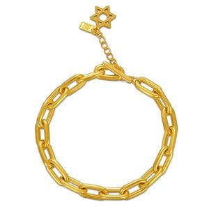 Xinfly Custom Hot Sale Pure 24K Real Gold Chunky <b>Bracelet</b> Jewelry Women Fashion 5D Hard Cyanide Free 999 Gold Paperclip Chain - Product Image 1