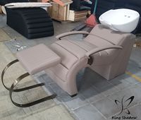 Nouveau design de fauteuil de lavage pour salon, unité de lavage inclinable, plusieurs couleurs tendance, avec lavabo et repose-pieds