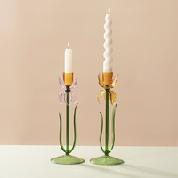 Décoration de bureau festive, ornement de grande valeur, bougeoir en verre irisé tridimensionnel pour cérémonie romantique et fiançailles