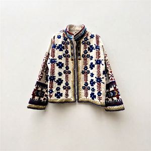 Indian Most Trending Handmade Suzani Embroidery Velvet <b>Quilted</b> Winter <b>Jacket</b> <b>Women</b> Regular Bohemian Style <b>Lightweight</b> Organic - Product Image 1