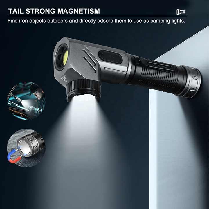 F303X Multi-function Corner Flashlight Portable Rechargeable Small Aluminum Torch Light Waterproof COB Work Light Flashlight