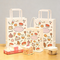Bolsas de Papel Kraft para Llevar Comida, con Asa Plana, Impresas con Logotipo Personalizado, para Restaurantes de Comida Rápida, Café, Panadería