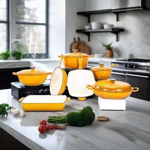 Ensemble de 7 casseroles en fonte émaillée - Moule à pain antiadhésif, cocotte de cuisine et ustensiles de cuisson pour plaque de cuisson - Product Image 4