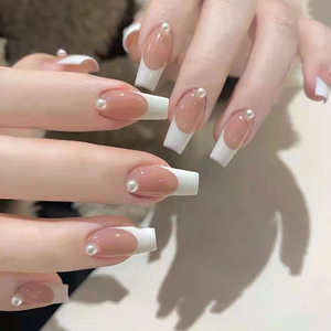 24 <span class=keywords><strong>Uñas</strong></span> Postizas con Pegamento, Diseño Floral, Largas, Estilo Ataúd, Francesas, Cobertura Completa - Product Image 4