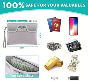 CUSTOM Fireproof Lockable <b>Document</b> Organizer - 8-Layer Fireproof Zippered Storage <b>Bag</b> for Cash, Passports, Legal Papers - Product Image 5