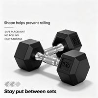 Haltères hexagonaux en acier inoxydable marqués LB KG, poignée antidérapante recouverte de caoutchouc, équipement de gym pour usage domestique