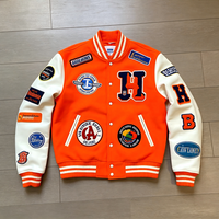 Veste de baseball streetwear pour homme personnalisée, style universitaire américain, patchs vintage avec manches en simili cuir, veste varsity personnalisée