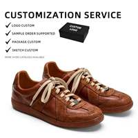 Chaussures décontractées vintage pour hommes, style de marque de créateur, en cuir de cheval marron vieilli, semelle souple et légère, faites à la main, effet usé, vente en gros