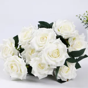 10 kafaları beyaz ipek çiçekler yapay gül düğün dekorasyon masa Centerpiece fabrika toptan ev dekor için