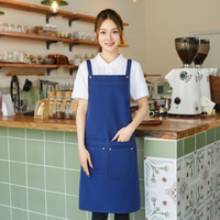 Tablier de cuisine noir imperméable en toile, réutilisable, avec poches, impression de logo personnalisé