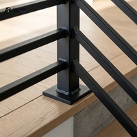 Rampe d'escalier de balcon en alliage d'aluminium de luxe, balustrade extérieure noire à lattes horizontales pour villa moderne, résistante à l'eau et à la rouille